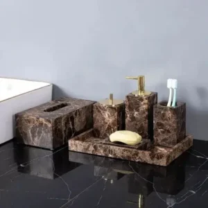طقم إكسسوارات حمام رخامي